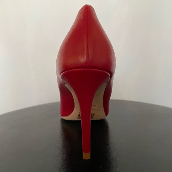 Theory Demeura Nappa Red Italian Lamb Leather Pointed Toe High Heel Pumps - Picture 5 of 16